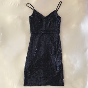 Jenny Yoo Navy Emery Sequin Cocktail Dress